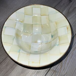 MacKenzie-Childs Parchment Check 7 3/4" Enamel Breakfast Bowl Retired